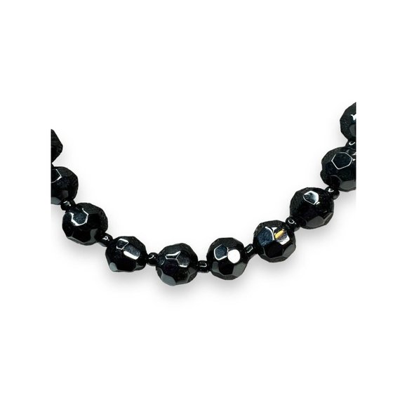 Heavy Black Faceted Crystal Vintage Necklace Adjustable 16”-18.5” - Picture 3 of 7